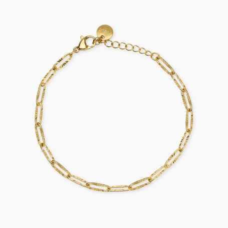KIDULT - COLLEZIONE STYLE 93 - BRACCIALE IN ACCIAIO DORATO CON ELEMENTI MARTELLATI
