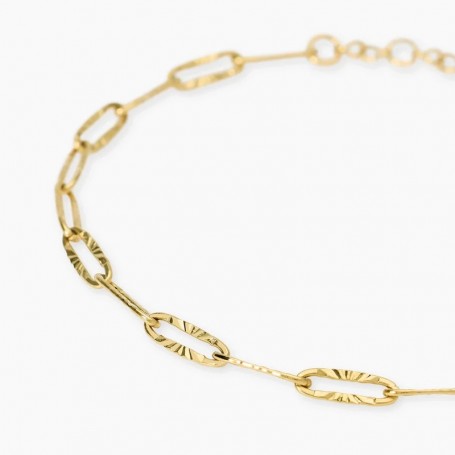 KIDULT - COLLEZIONE STYLE 93 - BRACCIALE IN ACCIAIO DORATO CON ELEMENTI MARTELLATI