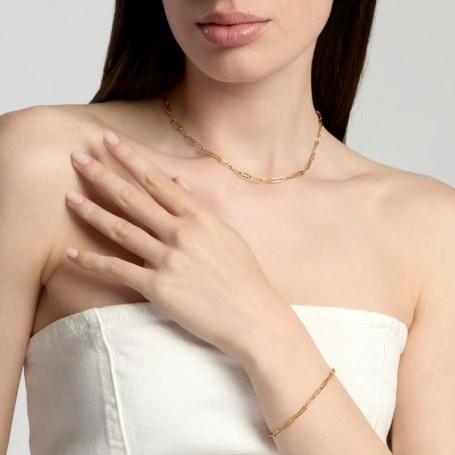 KIDULT - COLLEZIONE STYLE 93 - BRACCIALE IN ACCIAIO DORATO CON ELEMENTI MARTELLATI