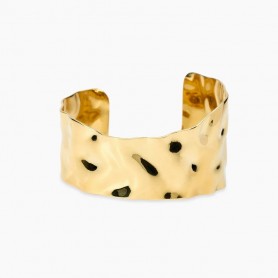 KIDULT - COLLEZIONE STYLE 105 - BRACCIALE BANGLE APERTO IN ACCIAIO DORATO MARTELLATO