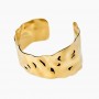 KIDULT - COLLEZIONE STYLE 105 - BRACCIALE BANGLE APERTO IN ACCIAIO DORATO MARTELLATO
