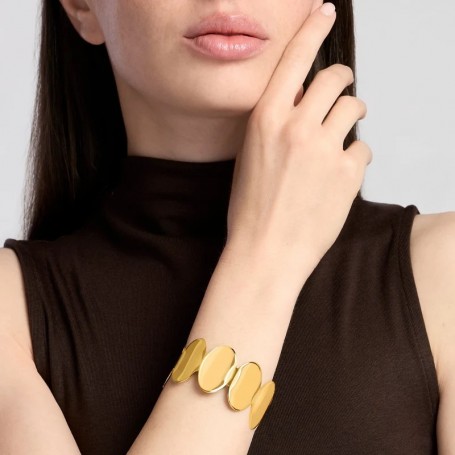 KIDULT - COLLEZIONE STYLE 94 - BRACCIALE BANGLE APERTO IN ACCIAIO DORATO