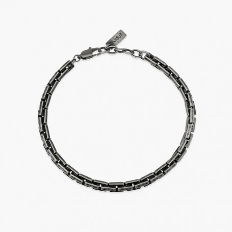 KIDULT - COLLEZIONE STYLE 06 - BRACCIALE NERO IN ACCIAIO CON CATENA CARDANO