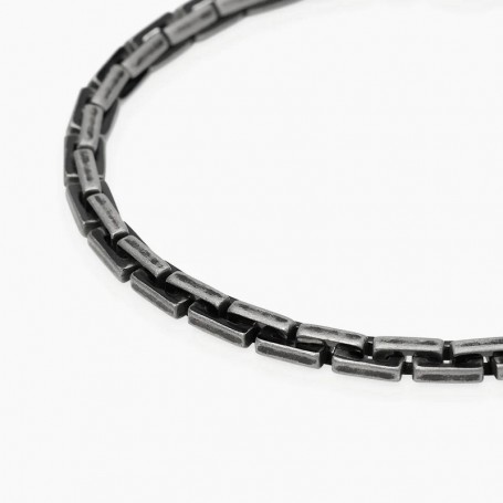 KIDULT - COLLEZIONE STYLE 06 - BRACCIALE NERO IN ACCIAIO CON CATENA CARDANO