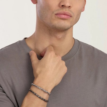 KIDULT - COLLEZIONE STYLE 06 - BRACCIALE NERO IN ACCIAIO CON CATENA CARDANO