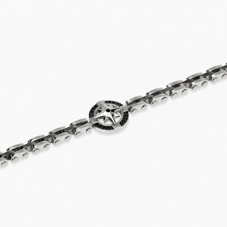 KIDULT - COLLEZIONE STYLE 41 - BRACCIALE CON MAGLIA IN ACCIAIO E ROSA DEI VENTI CENTRALE