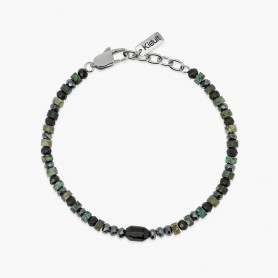 KIDULT - COLLEZIONE STYLE 40 - BRACCIALE REGOLABILE CON EMATITE E TURCHESE VERDE
