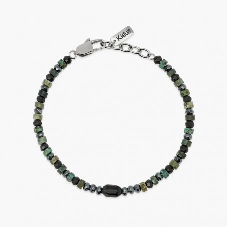 KIDULT - COLLEZIONE STYLE 40 - BRACCIALE REGOLABILE CON EMATITE E TURCHESE VERDE