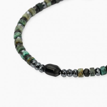 KIDULT - COLLEZIONE STYLE 40 - BRACCIALE REGOLABILE CON EMATITE E TURCHESE VERDE