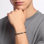KIDULT - COLLEZIONE STYLE 22 - BRACCIALE UOMO IN ACCIAIO CON CERAMICA NERA E CRISTALLI