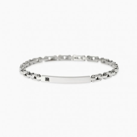 KIDULT - COLLEZIONE STYLE 21 - BRACCIALE UOMO IN ACCIAIO CON PIASTRA E CRISTALLO NERO