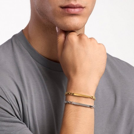 KIDULT - COLLEZIONE STYLE 21 - BRACCIALE UOMO IN ACCIAIO DORATO CON PIASTRA CENTRALE