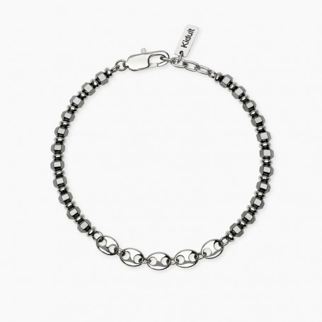 KIDULT - COLLEZIONE STYLE 63 - BRACCIALE IN ACCIAIO CON EMATITE E CATENA MARINA