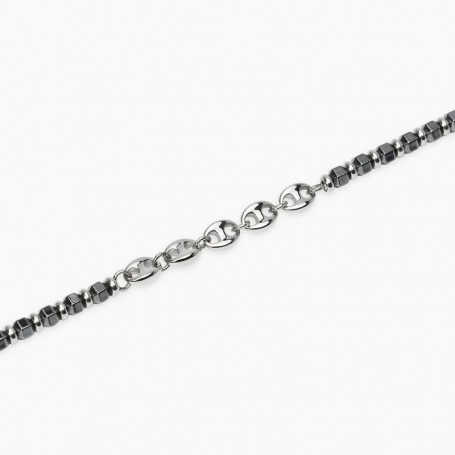 KIDULT - COLLEZIONE STYLE 63 - BRACCIALE IN ACCIAIO CON EMATITE E CATENA MARINA