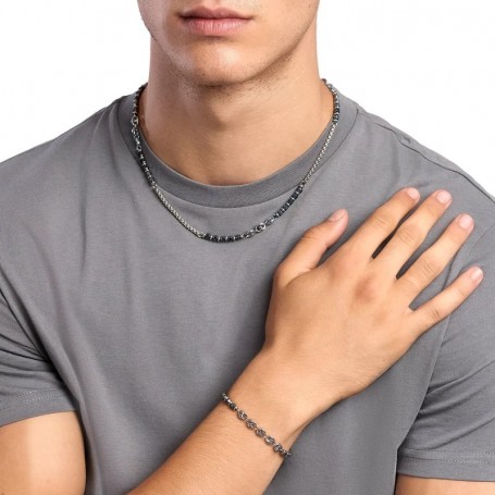 KIDULT - COLLEZIONE STYLE 63 - BRACCIALE IN ACCIAIO CON EMATITE E CATENA MARINA