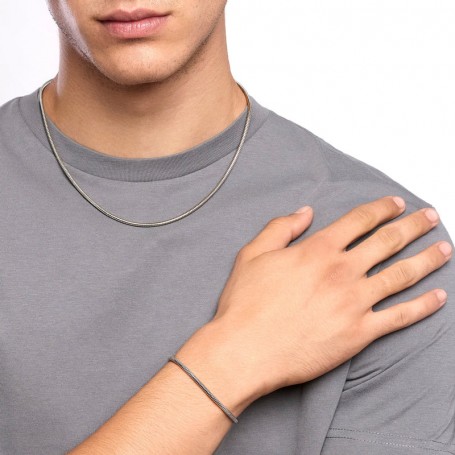 KIDULT - COLLEZIONE STYLE 59 - BRACCIALE UOMO CON CATENA SNAKE IN ACCIAIO