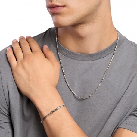 KIDULT - COLLEZIONE STYLE 62 - BRACCIALE UOMO IN ACCIAIO CON CATENA VENETA E FRANCO