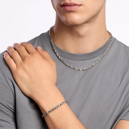 KIDULT - COLLEZIONE STYLE 58 - BRACCIALE UOMO IN ACCIAIO CON CATENA BIZANTINA