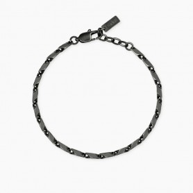 KIDULT - COLLEZIONE STYLE 60 - BRACCIALE UOMO CON CATENA FANCY IN ACCIAIO SATINATO E PVD NERO