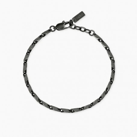 KIDULT - COLLEZIONE STYLE 60 - BRACCIALE UOMO CON CATENA FANCY IN ACCIAIO SATINATO E PVD NERO