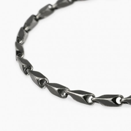 KIDULT - COLLEZIONE STYLE 60 - BRACCIALE UOMO CON CATENA FANCY IN ACCIAIO SATINATO E PVD NERO