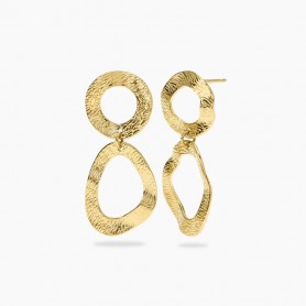 KIDULT - COLLEZIONE STYLE 89 - ORECCHINI IN ACCIAIO DORATO CON ELEMENTO TONDO E PENDENTE FANCY