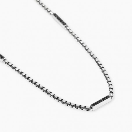 KIDULT - COLLEZIONE STYLE 64 - COLLANA UOMO IN ACCIAIO CON CATENA VENETA E CRISTALLI