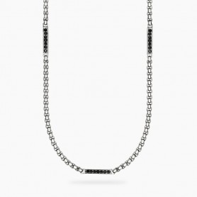 KIDULT - COLLEZIONE STYLE 64 - COLLANA UOMO IN ACCIAIO CON CATENA VENETA E CRISTALLI