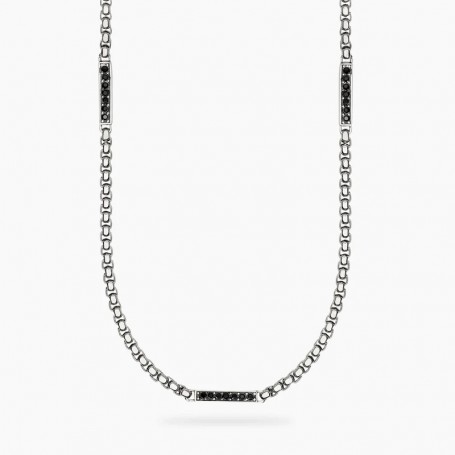 KIDULT - COLLEZIONE STYLE 64 - COLLANA UOMO IN ACCIAIO CON CATENA VENETA E CRISTALLI