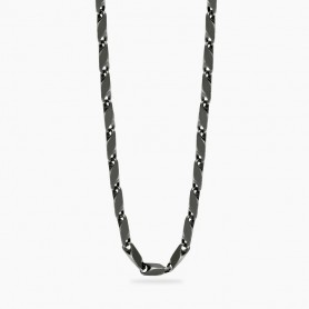 KIDULT - COLLEZIONE STYLE 60 - COLLANA UOMO CON CATENA FANCY IN ACCIAIO SATINATO E PVD NERO