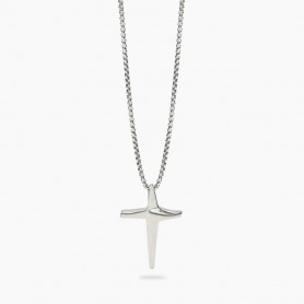 KIDULT - COLLEZIONE STYLE 01 - COLLANA UOMO IN ACCIAIO CON CATENA VENETA E PENDENTE CROCE