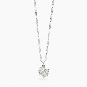 KIDULT - COLLEZIONE STYLE 99 - GIROCOLLO IN ACCIAIO CON CATENA FANCY CON QUADRIFOGLIO IN CRISTALLI