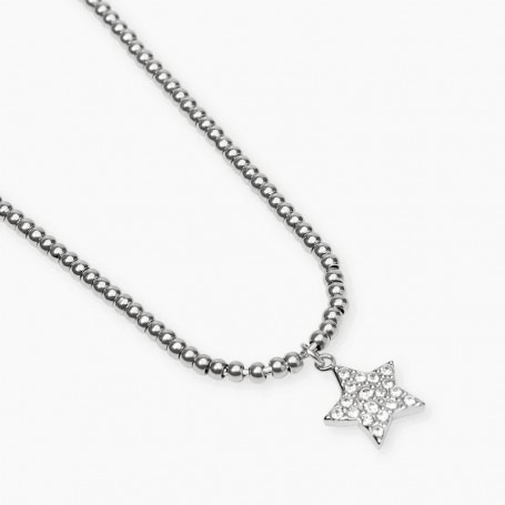 KIDULT - COLLEZIONE STYLE 100 - GIROCOLLO IN ACCIAIO CON CATENA ROLÒ E SFERE CON STELLA