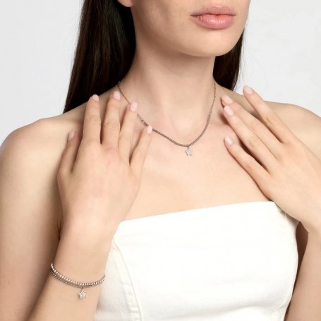 KIDULT - COLLEZIONE STYLE 100 - GIROCOLLO IN ACCIAIO CON CATENA ROLÒ E SFERE CON STELLA