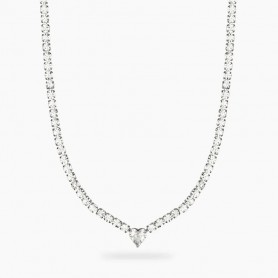 KIDULT - COLLEZIONE STYLE 102 - GIROCOLLO TENNIS IN ACCIAIO CON ZIRCONE A CUORE E CRISTALLI
