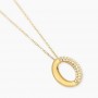 KIDULT - COLLEZIONE STYLE 87 - GIROCOLLO IN ACCIAIO DORATO CON CATENA FORZATINA E PENDENTE OVALE CON CRISTALLI
