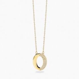 KIDULT - COLLEZIONE STYLE 87 - GIROCOLLO IN ACCIAIO DORATO CON CATENA FORZATINA E PENDENTE OVALE CON CRISTALLI