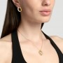 KIDULT - COLLEZIONE STYLE 87 - GIROCOLLO IN ACCIAIO DORATO CON CATENA FORZATINA E PENDENTE OVALE CON CRISTALLI