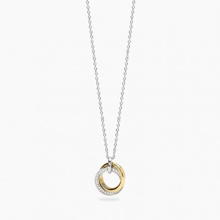 KIDULT - COLLEZIONE STYLE 88 - GIROCOLLO IN ACCIAIO CON PENDENTI BICOLORE AD ANELLO