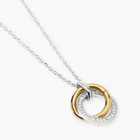 KIDULT - COLLEZIONE STYLE 88 - GIROCOLLO IN ACCIAIO CON PENDENTI BICOLORE AD ANELLO