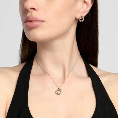 KIDULT - COLLEZIONE STYLE 88 - GIROCOLLO IN ACCIAIO CON PENDENTI BICOLORE AD ANELLO