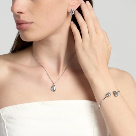 KIDULT - COLLEZIONE STYLE 77 - GIROCOLLO IN ACCIAIO CON CATENA ROLÒ E PENDENTE FANCY CON CRISTALLI