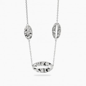 KIDULT - COLLEZIONE STYLE 90 - COLLANA IN ACCIAIO CON CATENA FORZATINA ED ELEMENTI OVALI MARTELLATI
