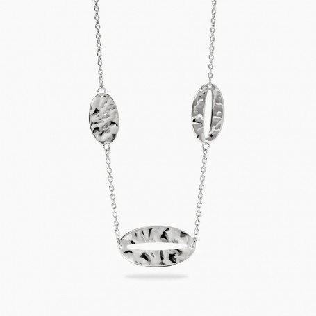 KIDULT - COLLEZIONE STYLE 90 - COLLANA IN ACCIAIO CON CATENA FORZATINA ED ELEMENTI OVALI MARTELLATI
