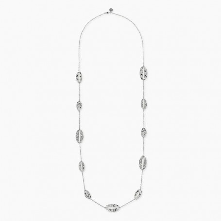 KIDULT - COLLEZIONE STYLE 90 - COLLANA IN ACCIAIO CON CATENA FORZATINA ED ELEMENTI OVALI MARTELLATI