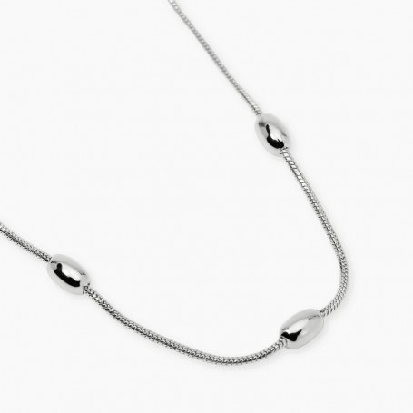 KIDULT - COLLEZIONE STYLE 85 - GIROCOLLO IN ACCIAIO CON CATENE SNAKE ED ELEMENTI OVALI