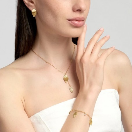 KIDULT - COLLEZIONE STYLE 91 - ORECCHINI FOGLIA IN ACCIAIO DORATO