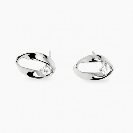 KIDULT - COLLEZIONE STYLE 86 - ORECCHINI IN ACCIAIO RITORTI CON ZIRCONI