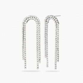 KIDULT - COLLEZIONE STYLE 10 - ORECCHINI TENNIS IN ACCIAIO CON CRISTALLI