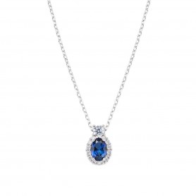 AMEN - COLLANA MADAME IN ARGENTO CON ZIRCONE BLU